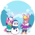 Melody building a snowman with Allison. (2019)