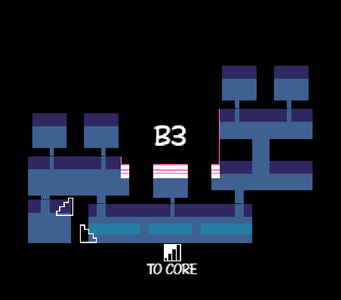 A map of floor B3 of the Guardian's Vault